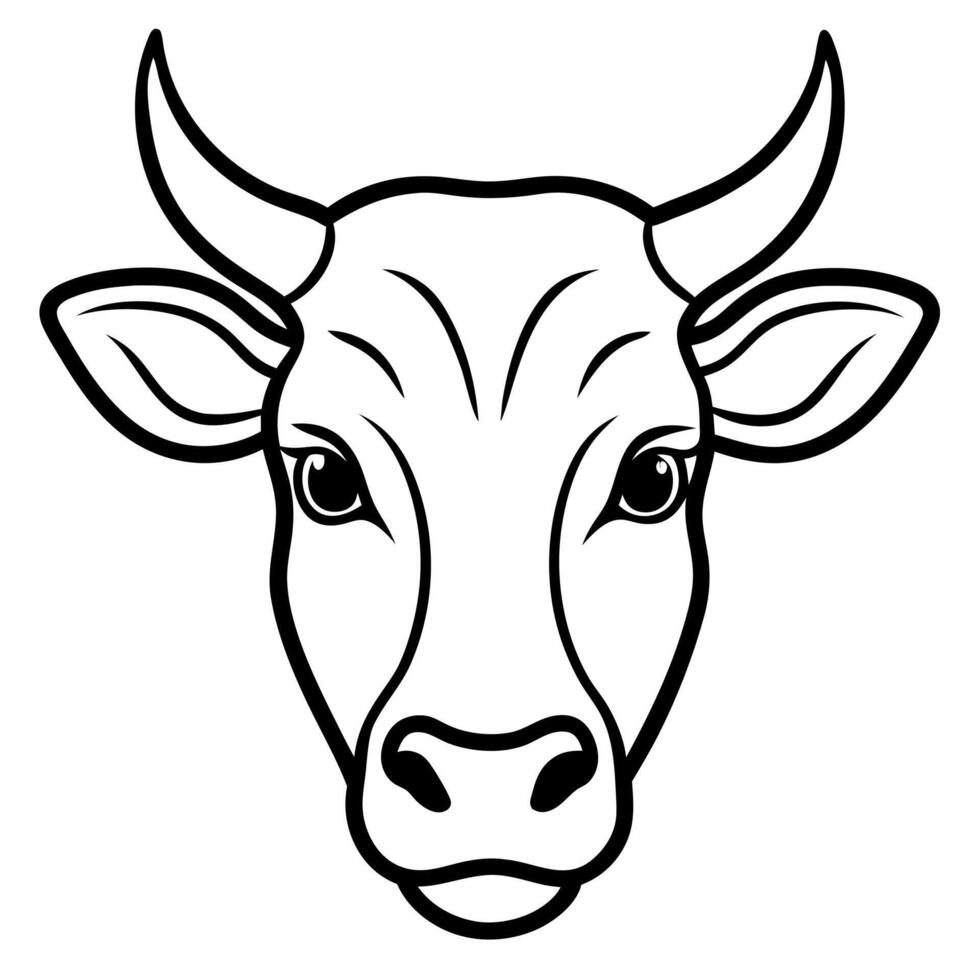 Simple Cow Head Line Drawing Illustration for Rustic Farmhouse Art and Animal Sketches vector