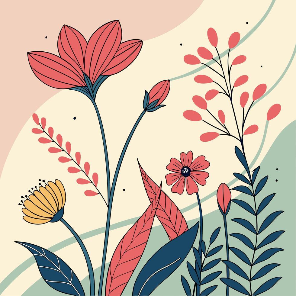 Digital Abstract Floral Pattern for Bold, Nature-Inspired Artwork and Designs vector