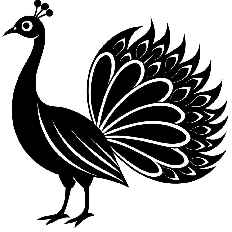 Artistic Peacock Silhouette for Unique Prints and Designs vector