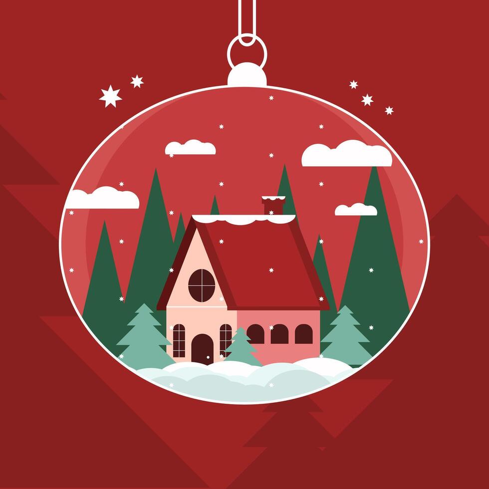 FLAT CHRISTMAS LANDSCAPE BACKGROUND ISOLATED vector