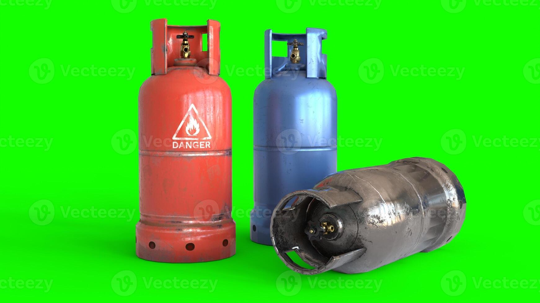 Flammable Gas Cylinder with GREEN background photo