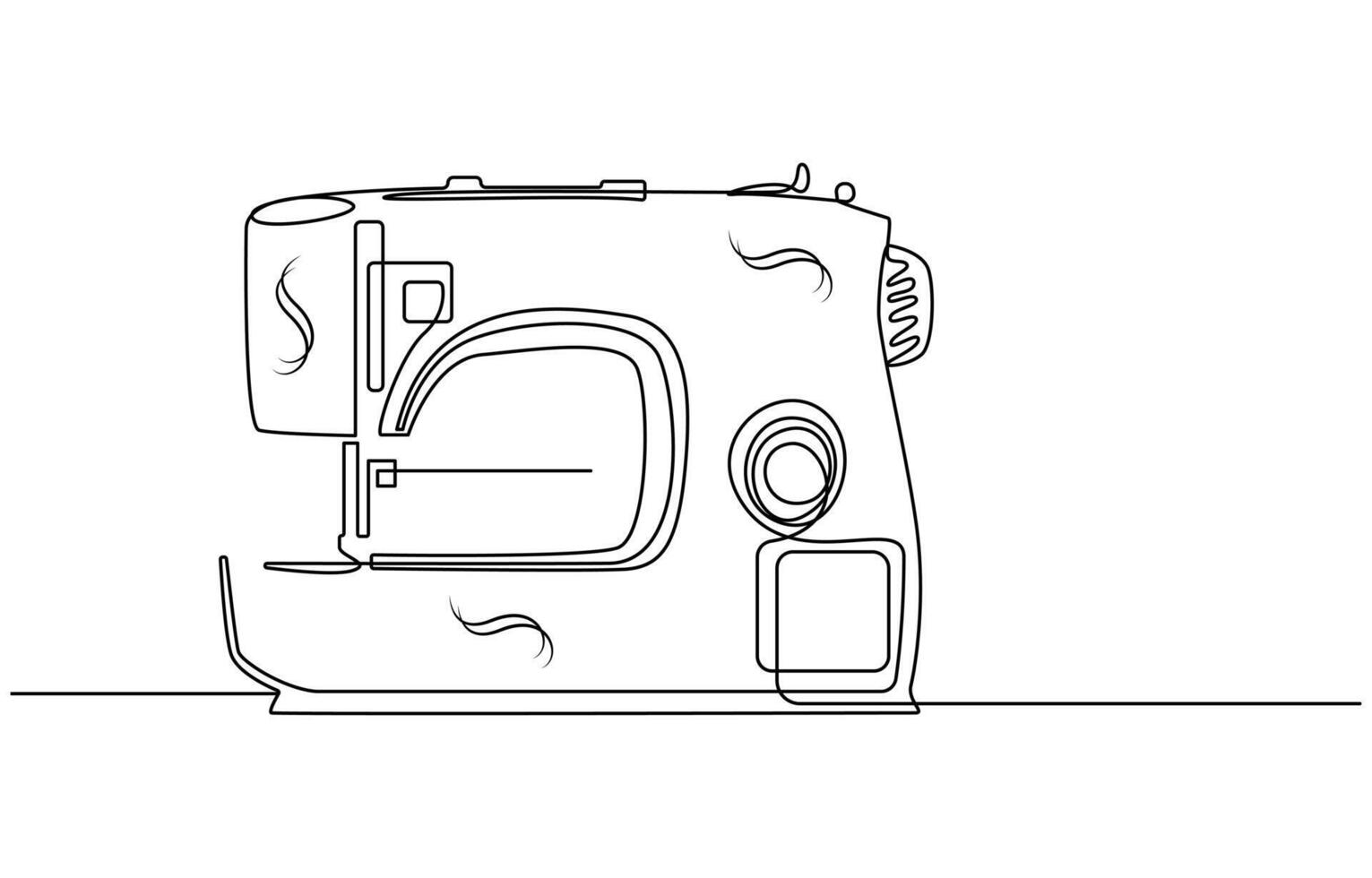 vintage sewing machine continuous line illustration vector