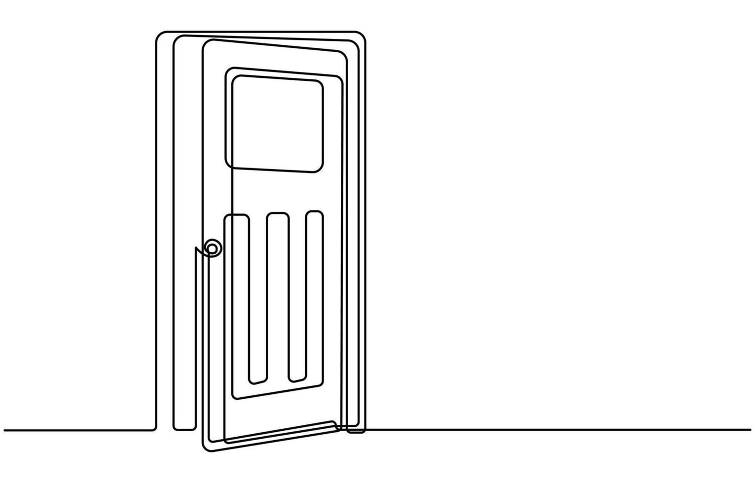 Door One Line Art drawing vector