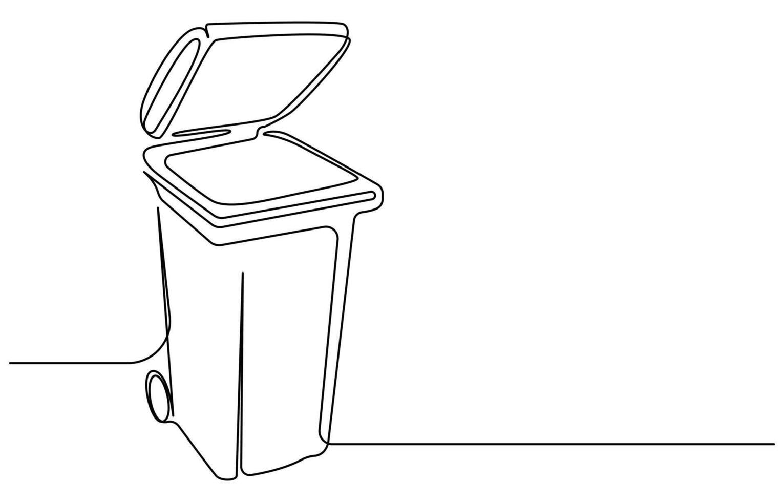 One continuous line drawing of garbage container vector