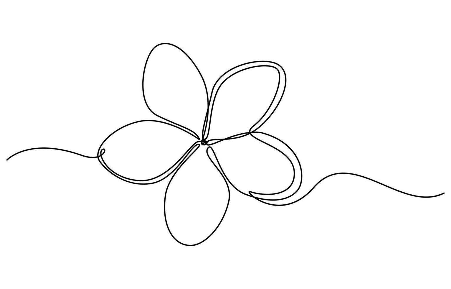 Plumeria flowers in continuous line art drawing style vector