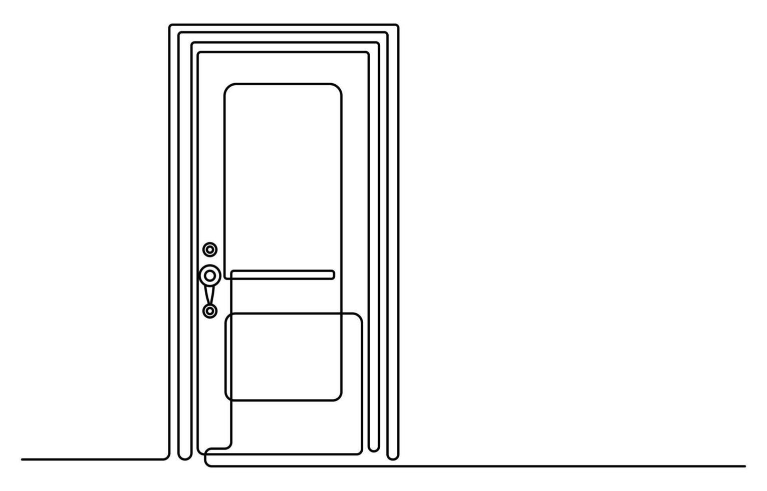 Open door one line illustration vector