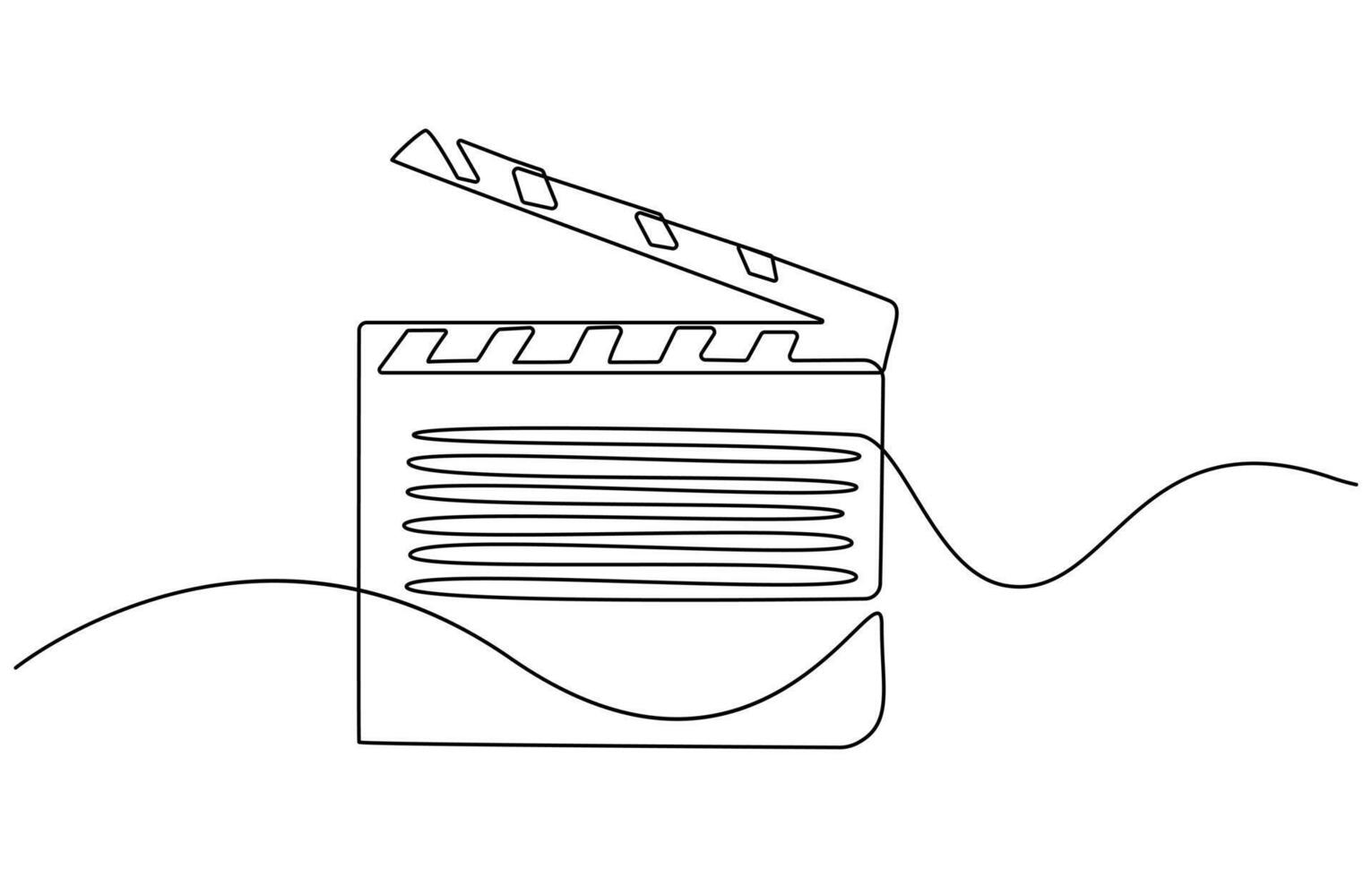 Continuous line drawing of retro old classic movie board clapper and film reel vector