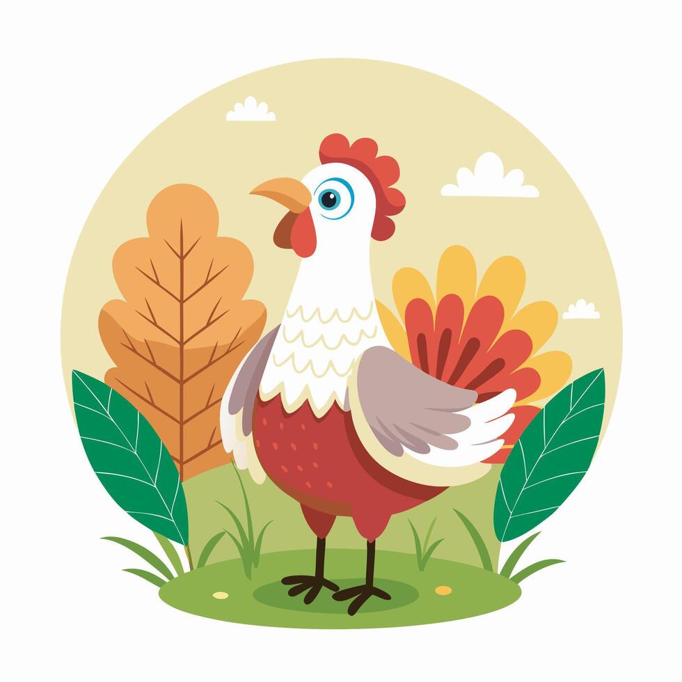 Chicken poultry hand drawn flat stylish mascot cartoon character drawing design vector