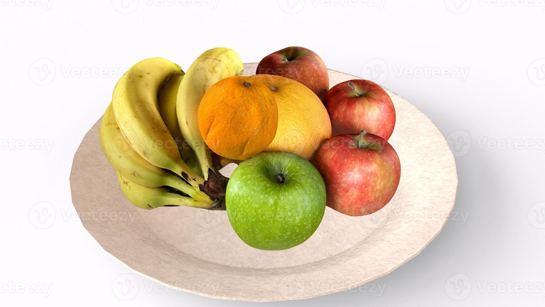 fruits in plate with white background photo