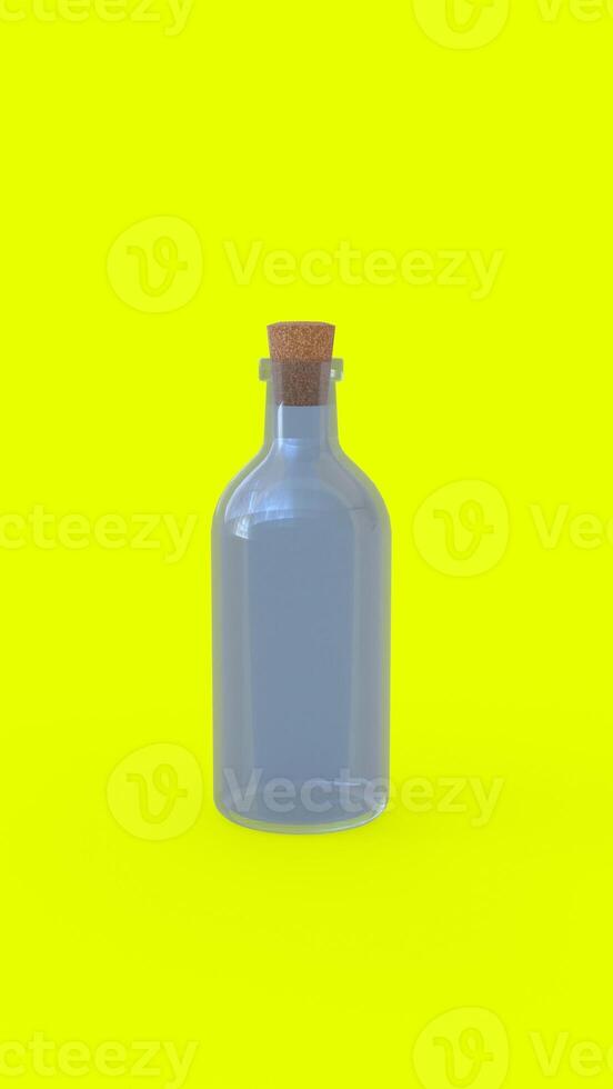 glass bottle and stopper with yellow background photo