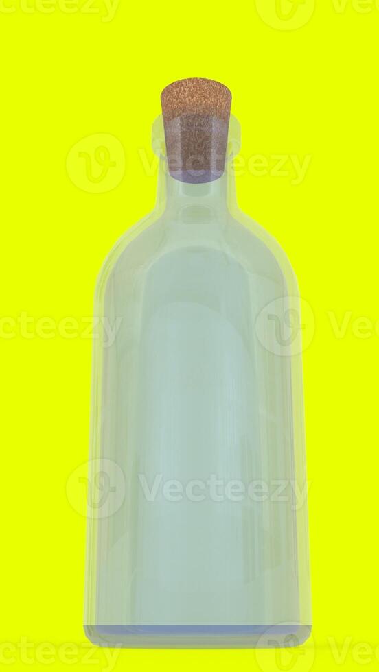 glass bottle and stopper with yellow background photo