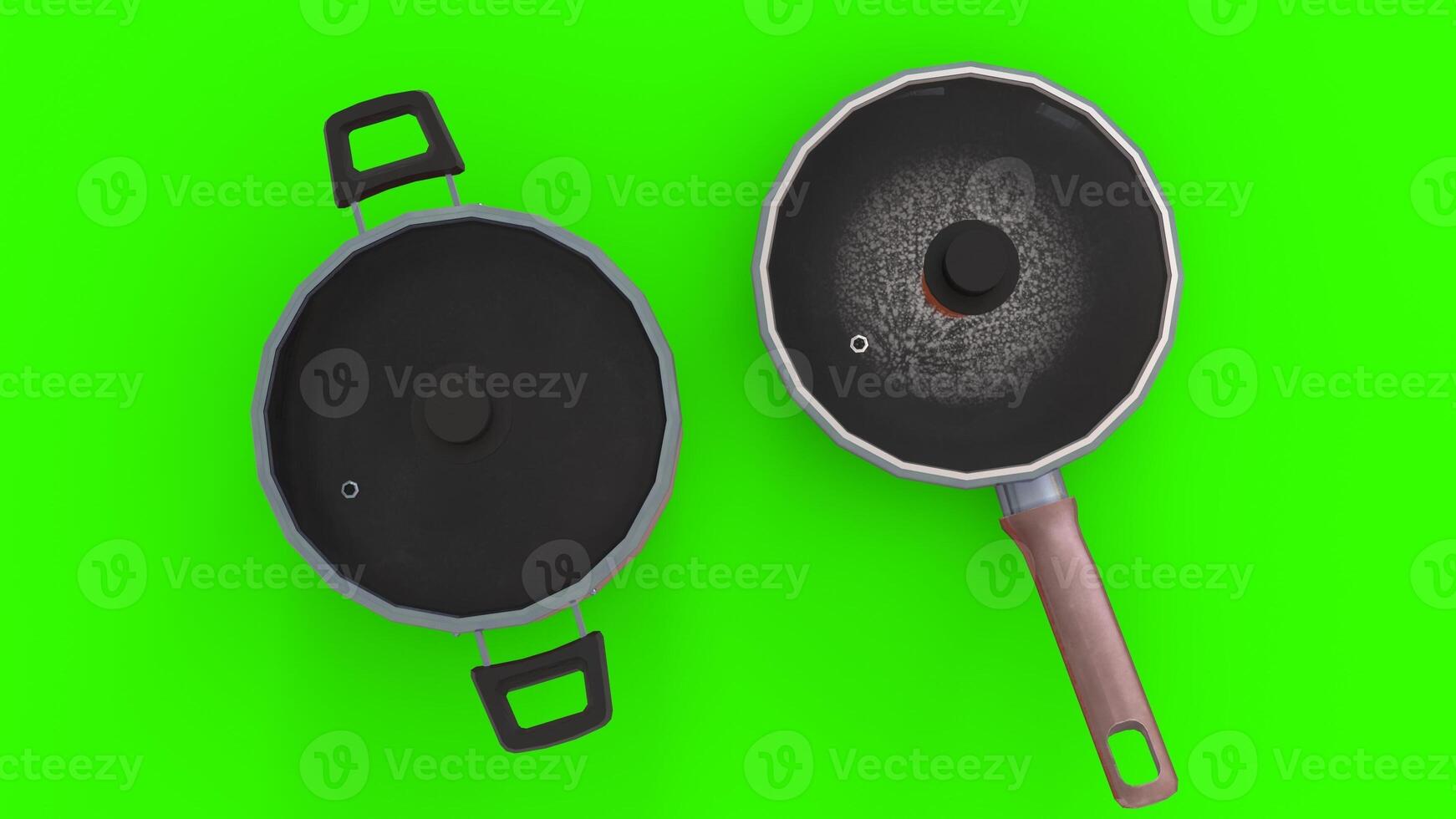 cooking utensils with green background photo