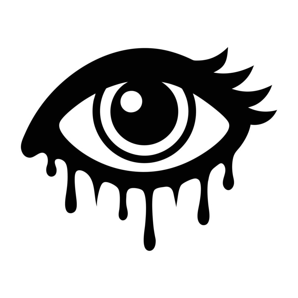 a black and white image of a dripping eye vector