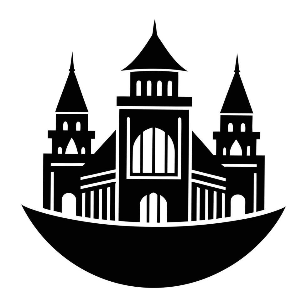 a black and white illustration of a castle vector
