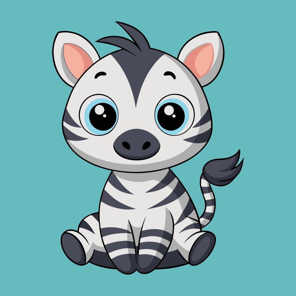 cute cartoon zebra baby on blue background vector