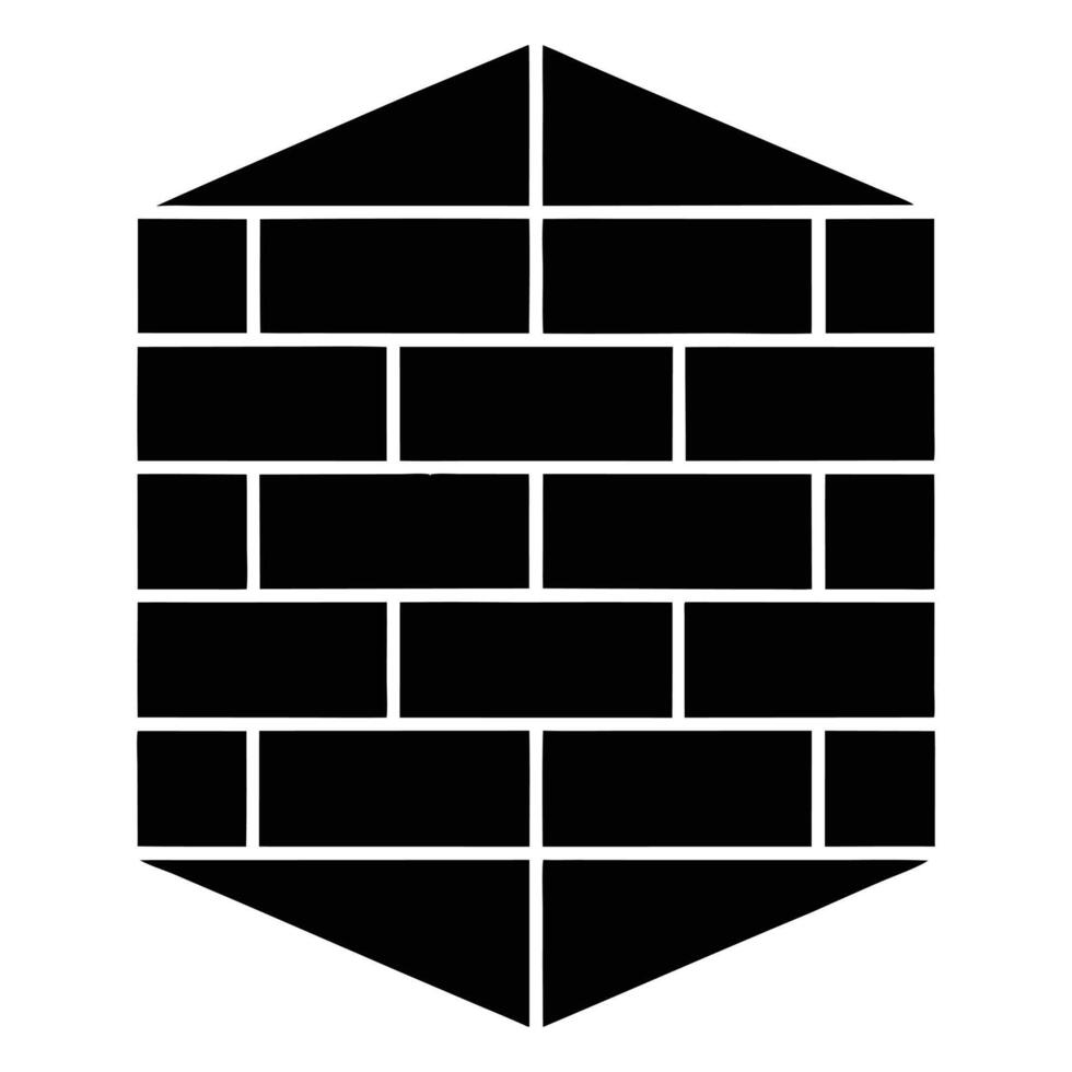 a black and white brick wall with a hexagon in the middle vector