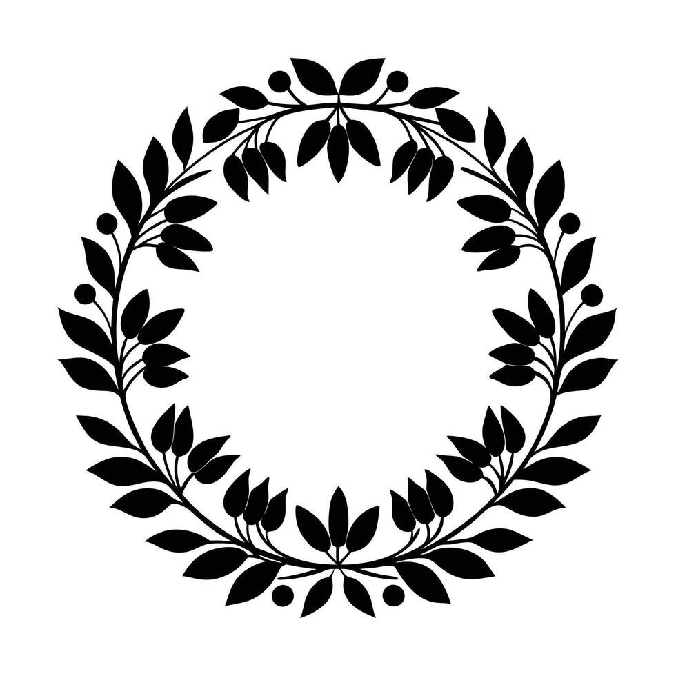 a black and white illustration of a wreath vector