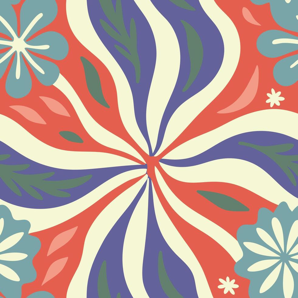 a colorful pattern with flowers and leaves vector