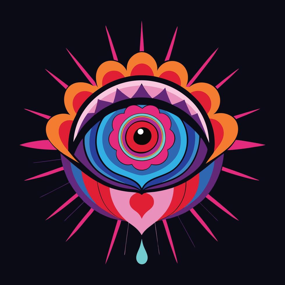 an eye with a tear in the center of it vector