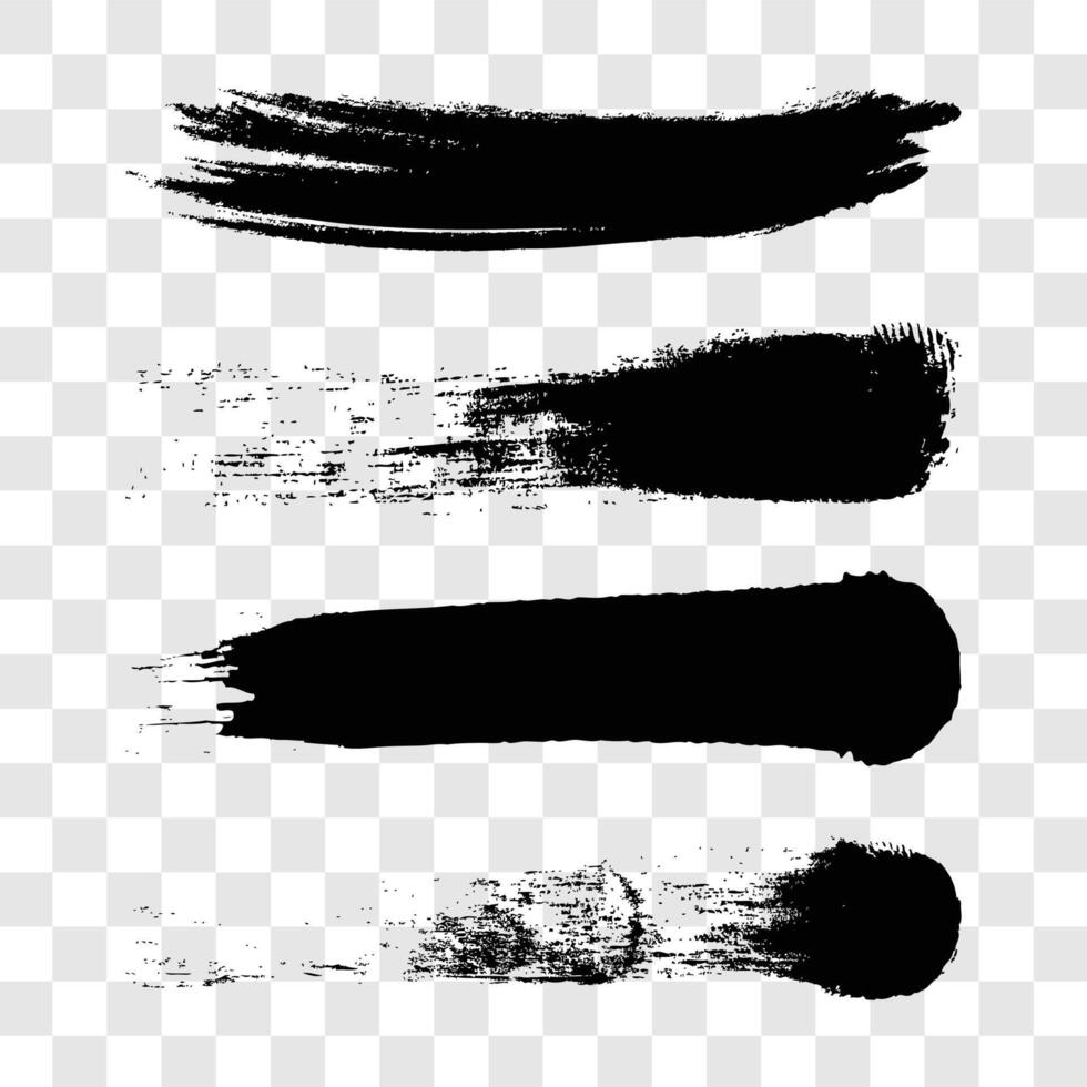Black brush ink set for graphic design. isolated vector