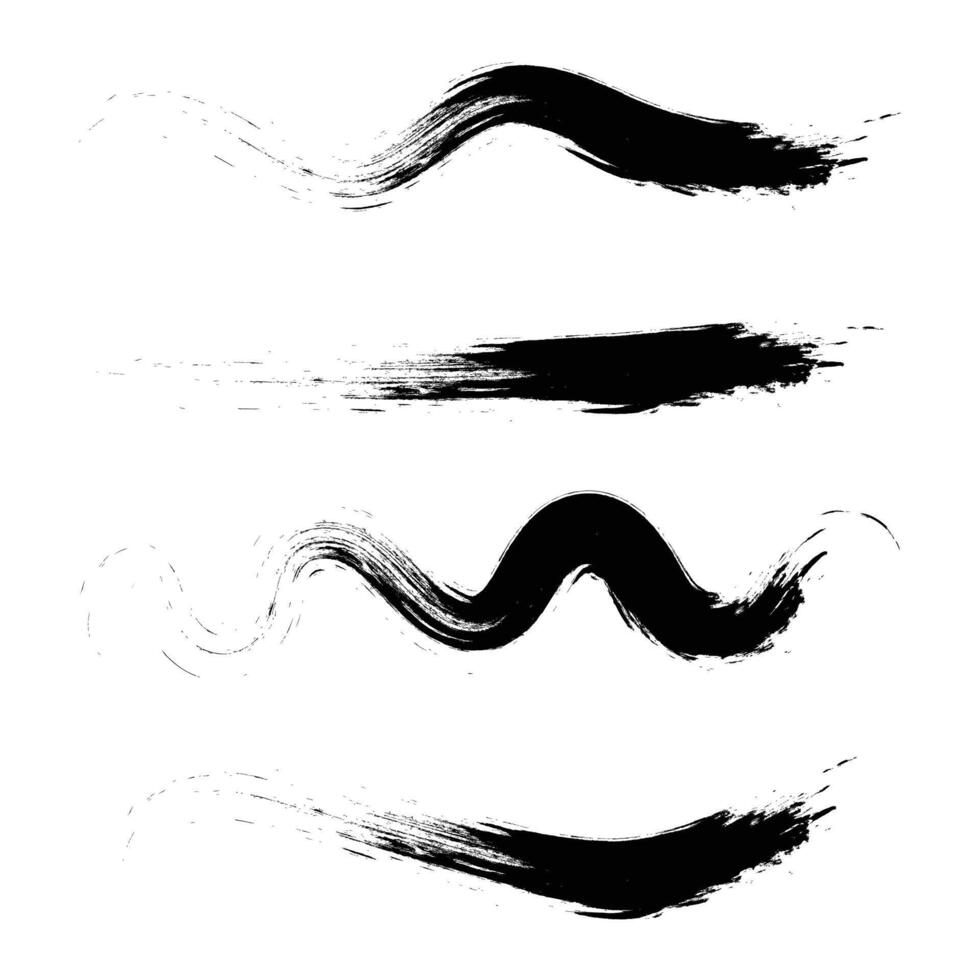 Paint Brush Stroke Lines Set vector
