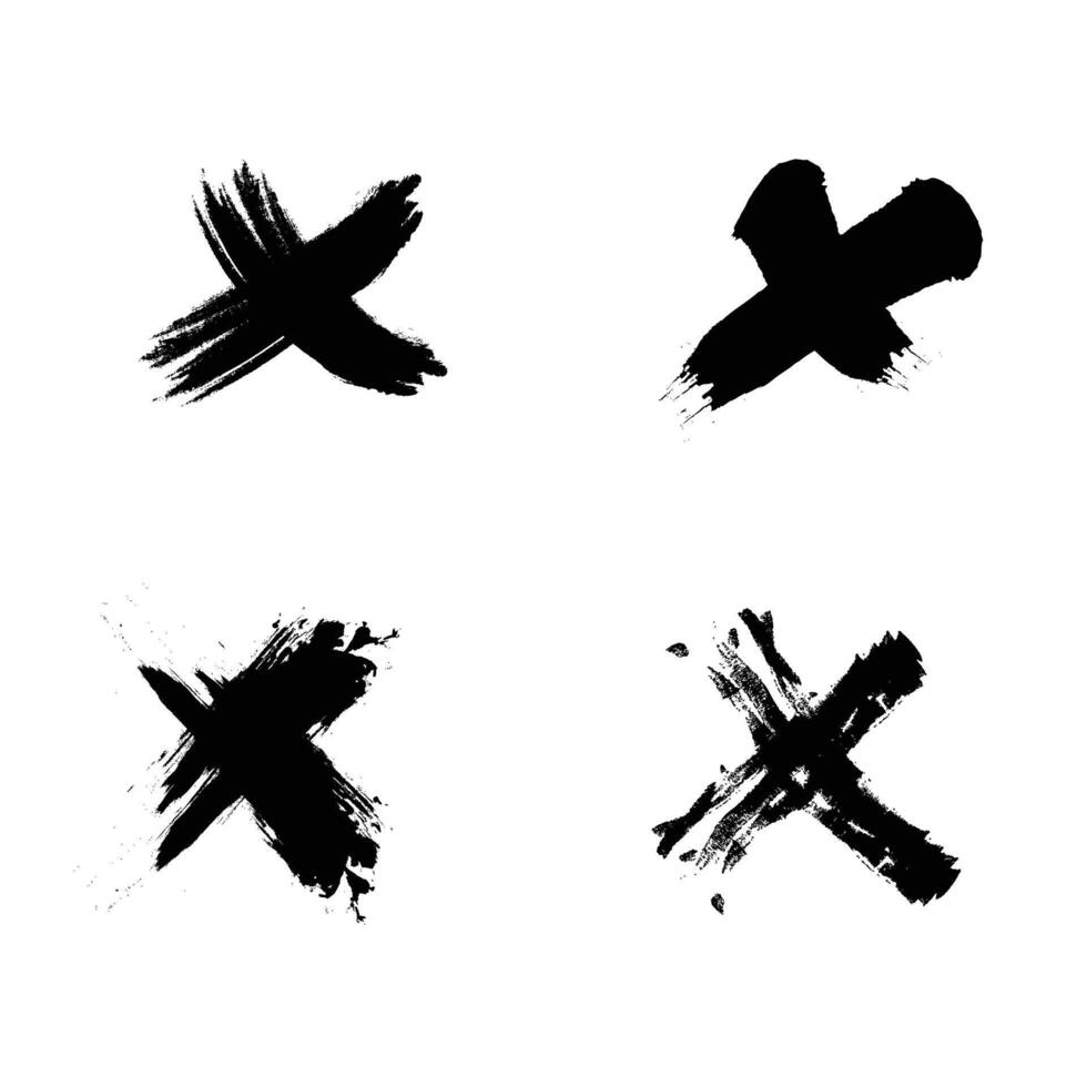 Cross mark brush stroke ink. isolated background vector