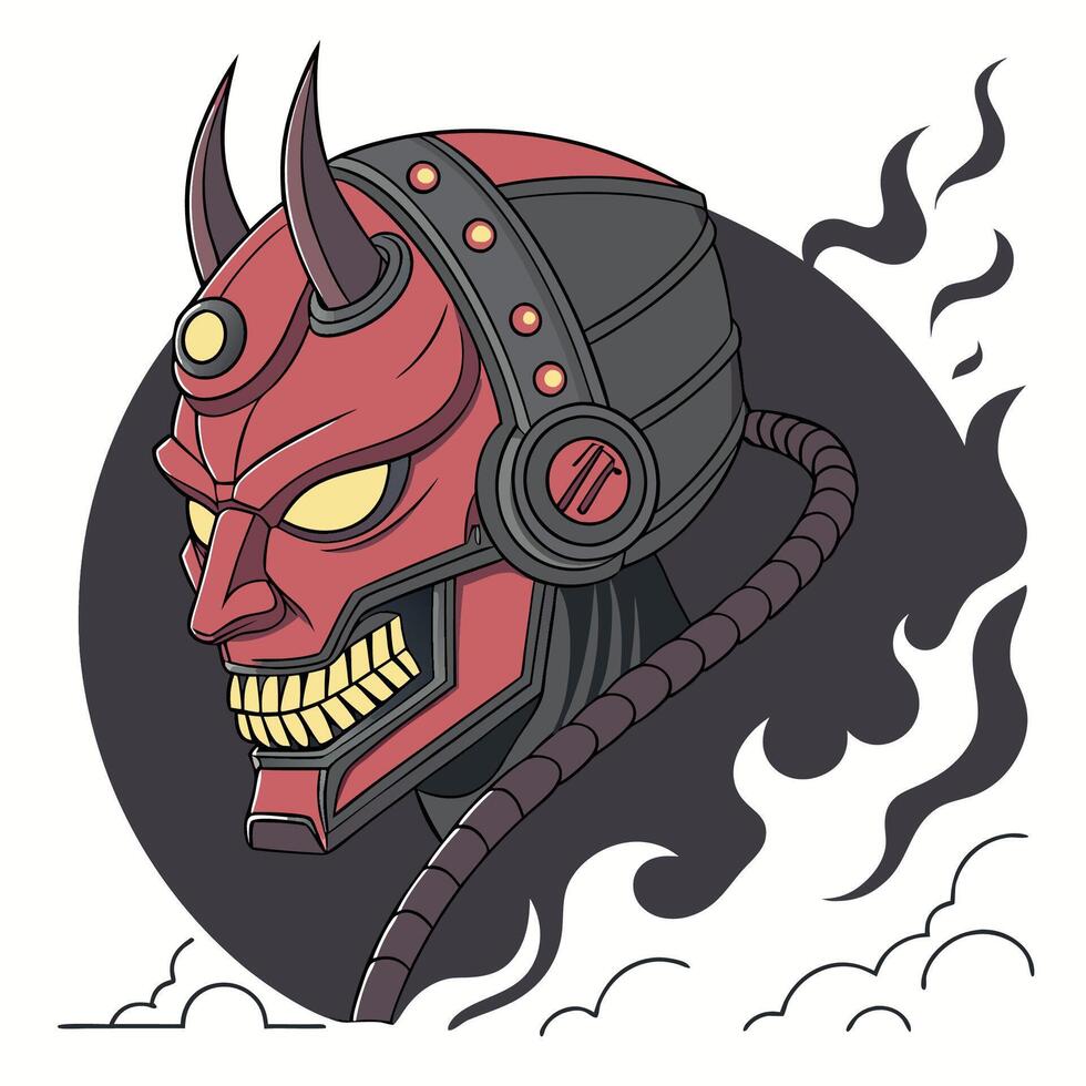 Japanese Demon Robot Illustration vector