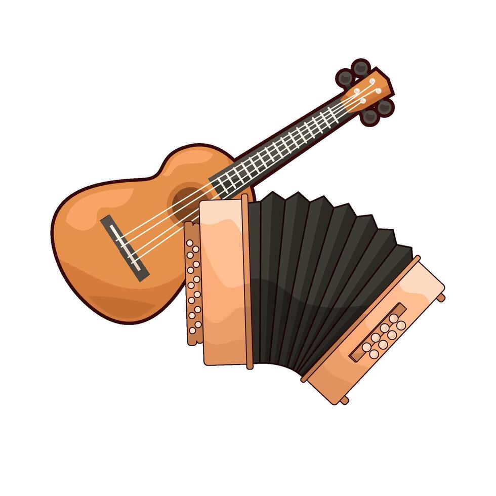 guitar with accordion vector