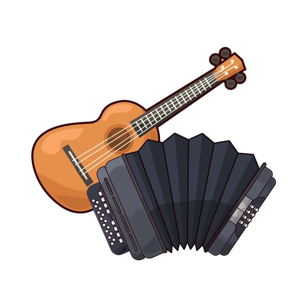 illustration of guitar with accordion vector