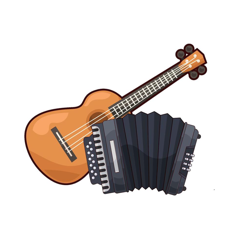 accordion and guitar illustration vector