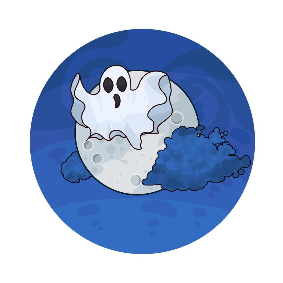 illustration of ghost and full moon vector