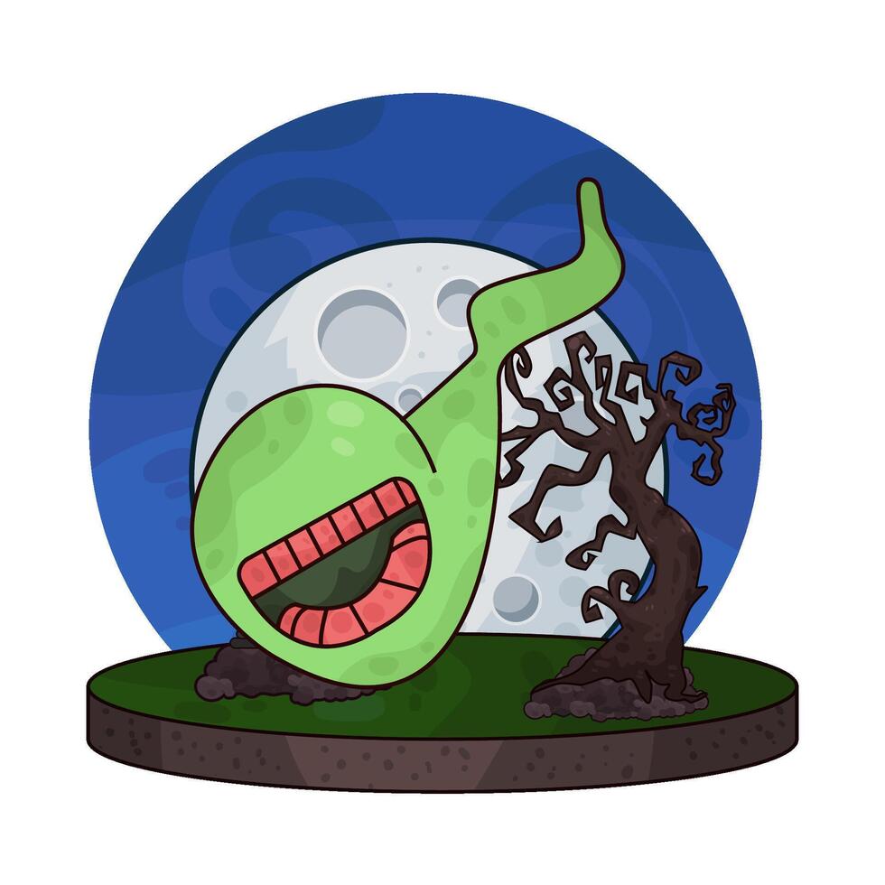 ghost and full moon vector