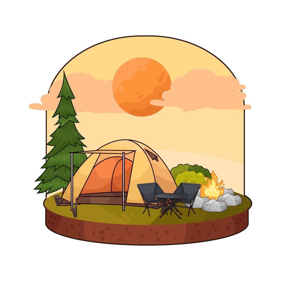 camping with sunrise vector
