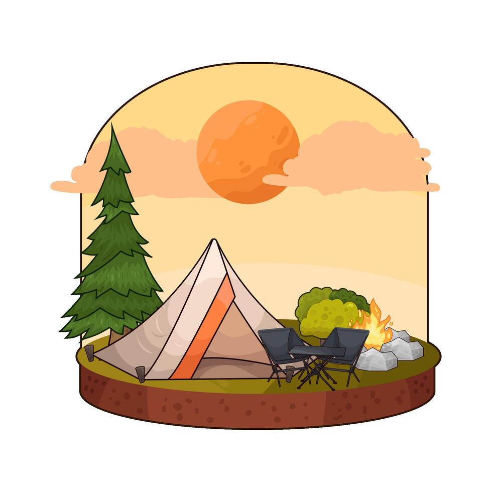illustration of camping and campfire vector