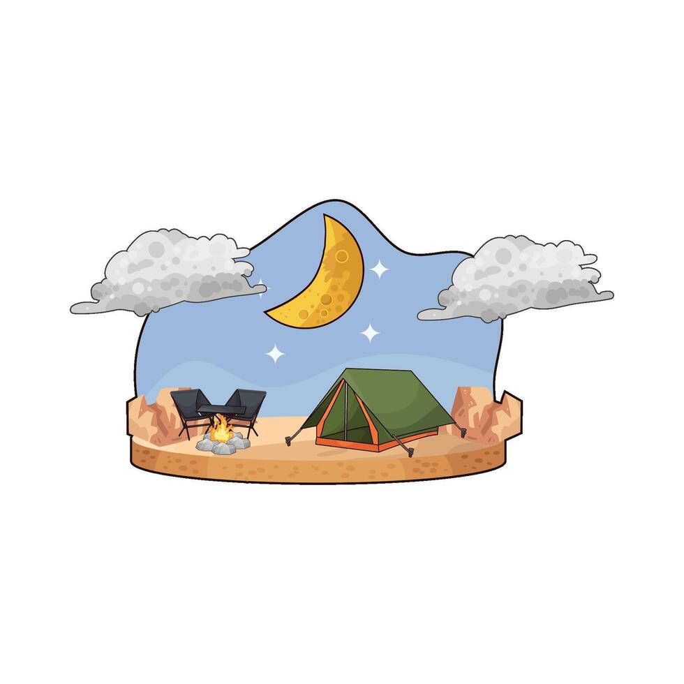 illustration of night camping vector