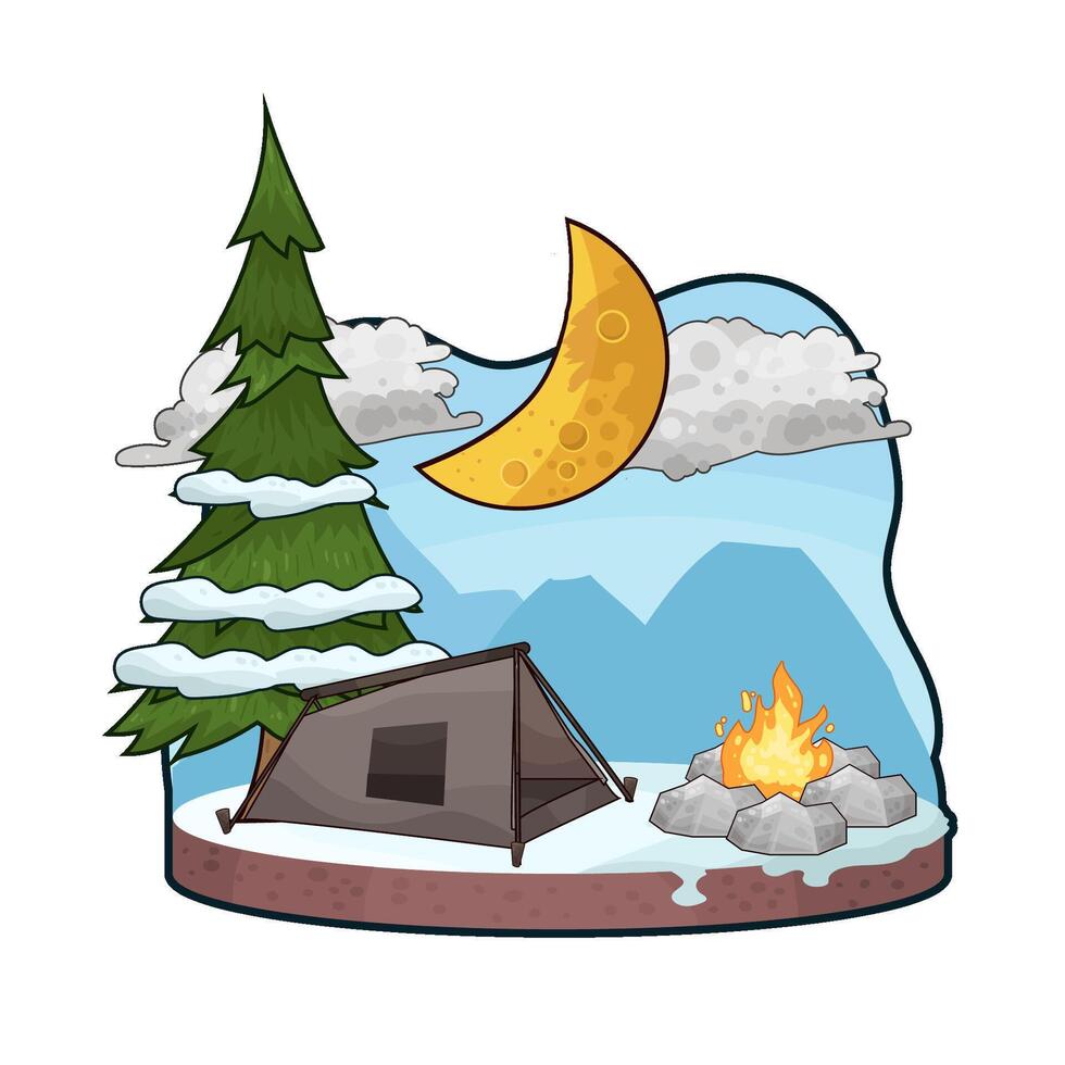 campfire by the tent illustration vector