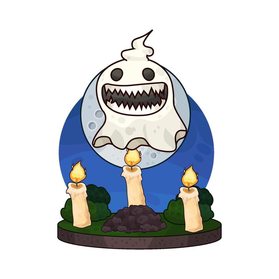 illustration of candle with ghost vector