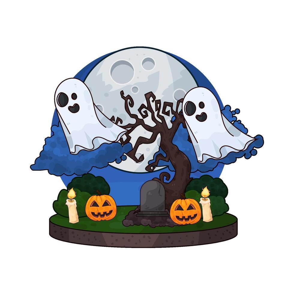 illustration of ghosts on halloween vector