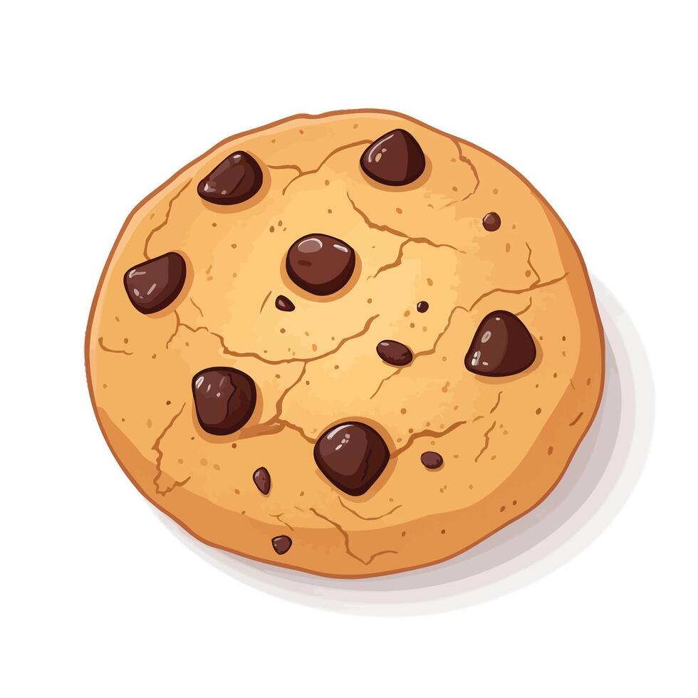 Delicious Cartoon Chocolate Chip Cookie Illustration vector