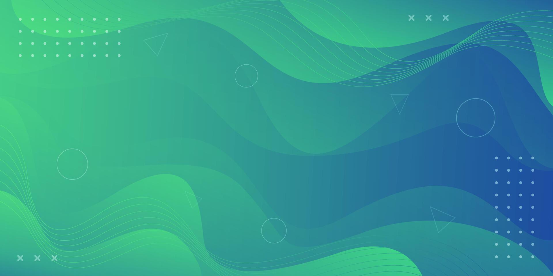 Abstract green and blue gradient fluid wave background. Modern geometric wallpaper vector