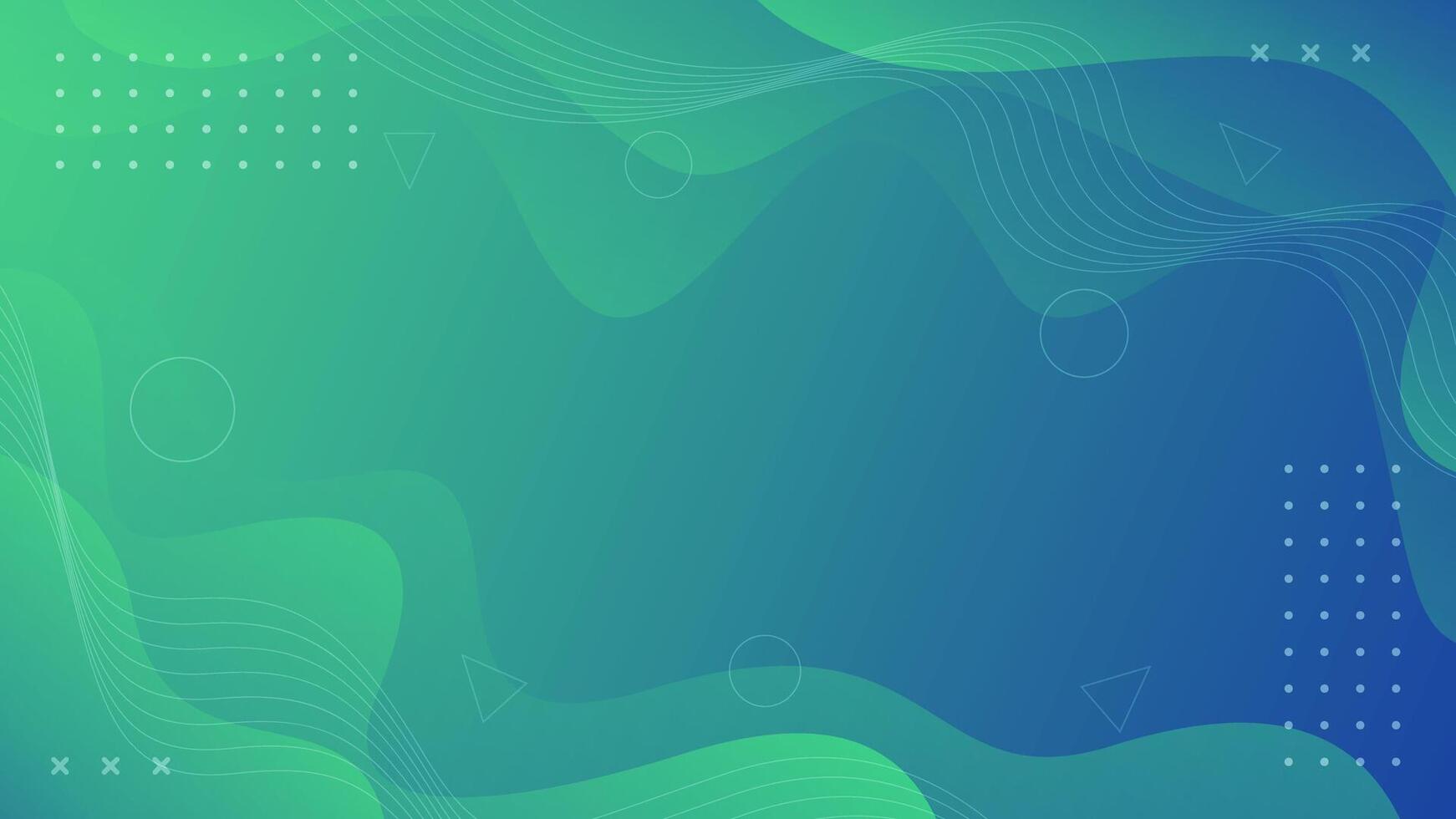 Green and blue fluid wave background. Abstract geometric wallpaper vector
