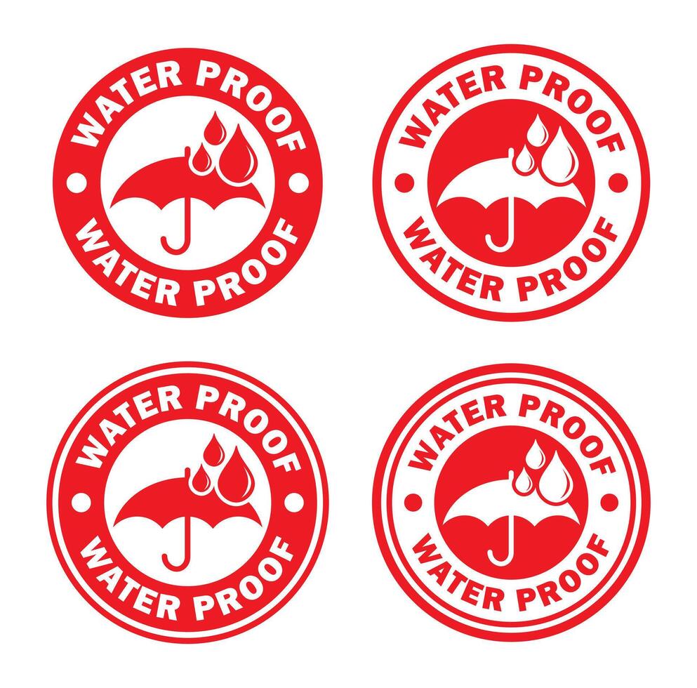 Waterproof drop circle stamp icon symbol. Water Proof sign logo. Water protection, liquid proof. illustration image. Isolated on background. vector