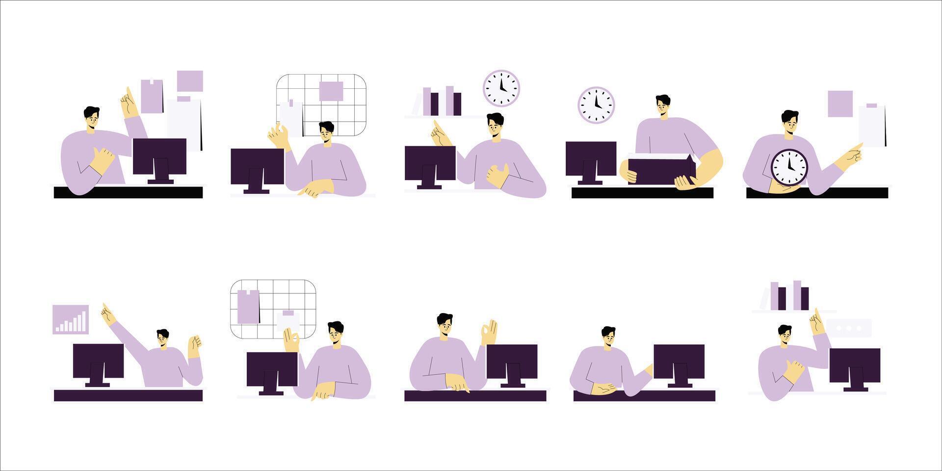 Man Remote Work Illustration vector