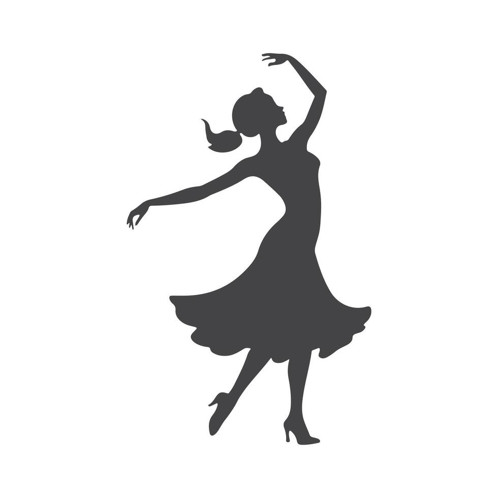 A graceful dancing lady silhouette, capturing flowing movements and elegance, symbolizing rhythm, beauty, and artistic expression. vector