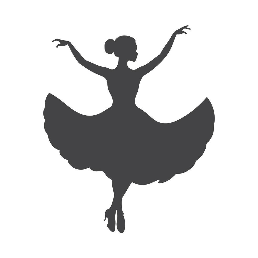 a greatful dansind lady silhoutte illustration art design with white backraund vector