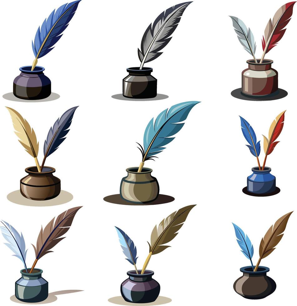 a quill pen on white background. vector