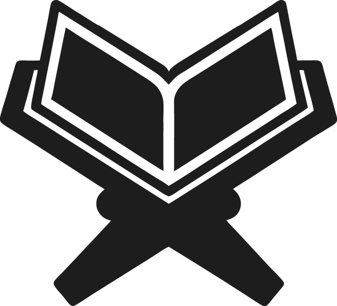 Islamic Book Silhouette Illustration - Open Quran on Stand vector