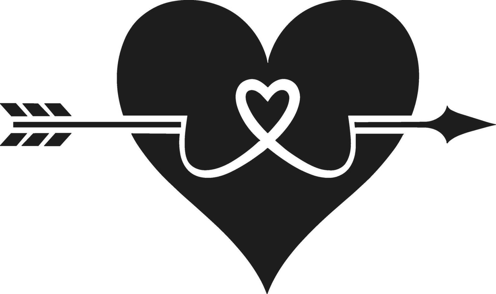 Romantic Heart and Arrow Silhouette for Valentine's Day Designs vector