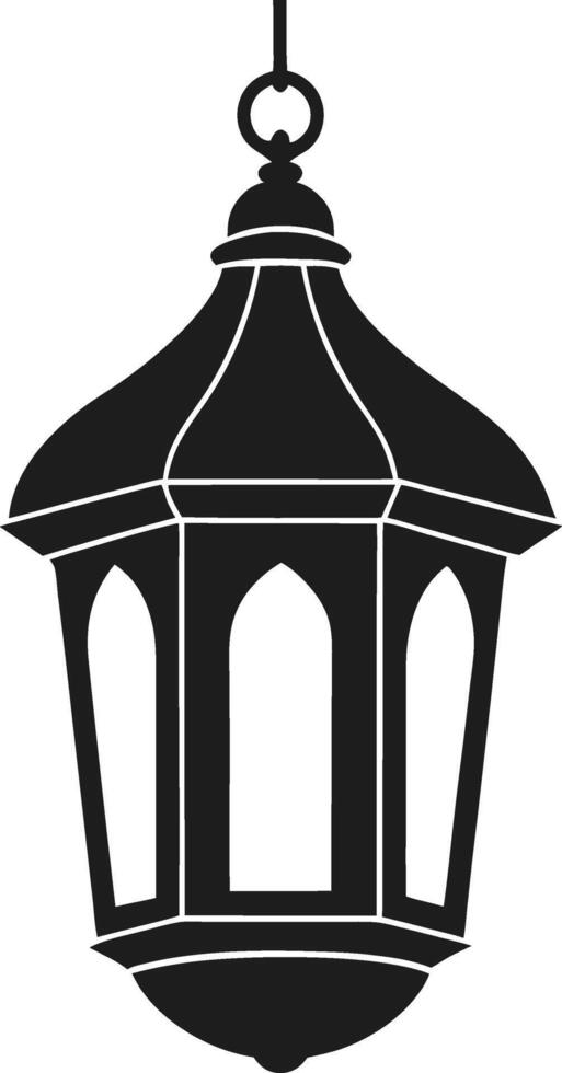 Elegant Hanging Lantern Silhouette Illustration vector