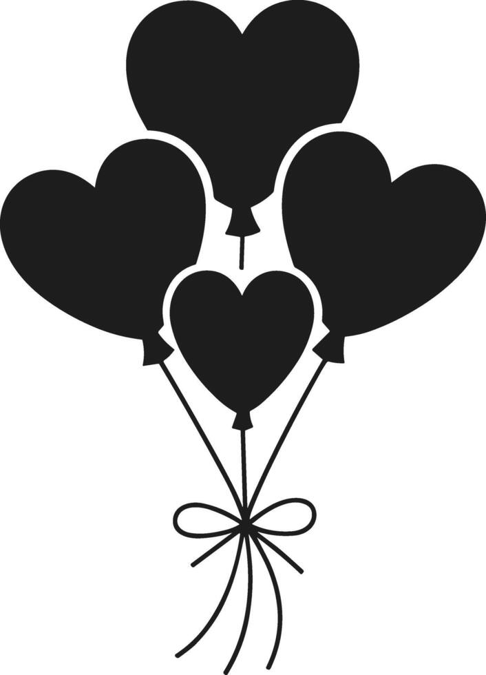 Heart Balloon Bouquet Silhouette Illustration vector
